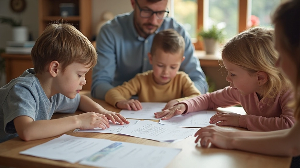 Familie bespreekt financiële planning aan tafel
