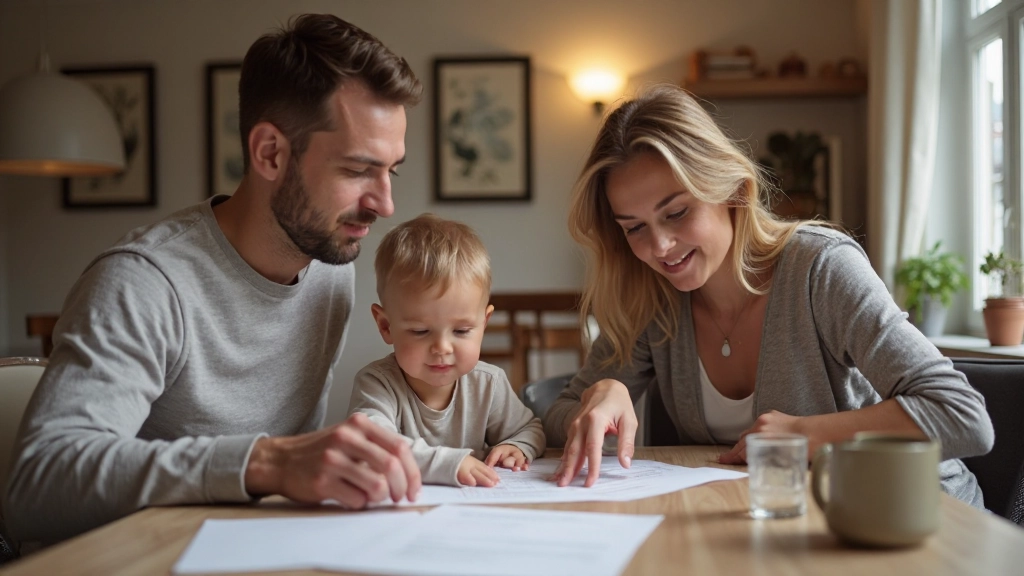 Familie in gesprek over financiële planning aan tafel thuis