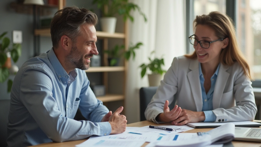 Professionele financiële adviseur werkt met cliënt op financieel plan